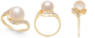 Macy's Cultured Freshwater Pearl (9mm) & Diamond Accent Ring in 14k Gold
